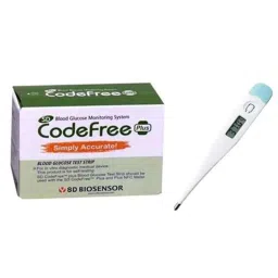 SD Codefree 50 Pcs Blood Glucose Test Strips, Lancing Device &a; Digital Thermometer Combo-picture-15