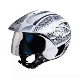 Studds Marshall D3 Decor ISI Plastic White Open Face Helmets, Size: Medium-picture-48