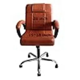 P P Chair Leatherette Brown Relaxing Revolving Office Chair image 4