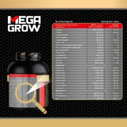 Megagrow 3kg Banana Flavour Mass Gainer High Calories Formula Whey Protein, MEGAGROWSNO18 image 2