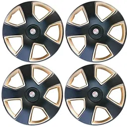 Auto Pearl 4 Pcs 17 inch Black &a; Golden ABS Press Type Hubcap Wheel Cover Set with Retention Ring for Mahindra Scorpio image 2