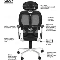 Vizolt Black High Back Natural Fiber &a; Mesh DIY Office Chair with Adjustable Arm image 4