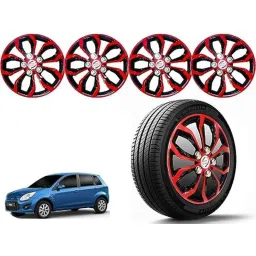 Auto Pearl 4 Pcs 14 inch Polypropylene Red &a; Black Press Type Car Wheel Cover Set with Retention Ring for Ford Figo Type 1 2010-2012-picture-20