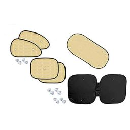 Auto Pearl 6 Pcs PVC &a; Mesh Beige Window, Front &a; Rear Sun Shade Set for All Nissan SUV Cars-picture-1