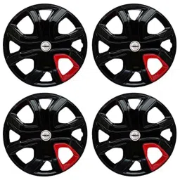 Prigan 4 Pcs 16 inch Polypropylene Black &a; Red Wheel Cover Set for Fiat Linea Emotion, Altroz Black Red 16-picture-47