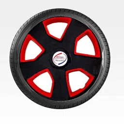 Auto Pearl 4 Pcs 15 inch ABS Black &a; Red Car Wheel Cover Set for Honda Jazz 2015 image 2