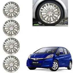 Auto Pearl 4 Pcs 14 inch Silver ABS Press Type Hubcap Wheel Cover Set with Retention Ring for Honda JazzEModel-picture-20