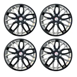 Auto Pearl 4 Pcs 14 inch Polypropylene Black &a; Silver Press Type Car Wheel Cover Set with Retention Ring for Maruti Suzuki Swift Type 1 2006-2010, WC14in_VIVA_Blk_Sil_SwiftTyp1_2006_10 image 3