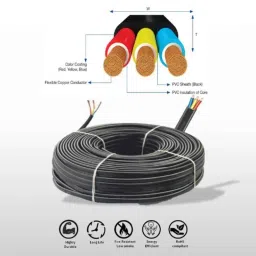 Radilite 2.5 Sqmm Three Core Copper PVC Insulated Flat Submersible Cable, RAD028, Length: 100 m image 2