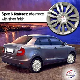 Auto Pearl 4 Pcs 14 inch Silver ABS Press Type Hubcap Wheel Cover Set with Retention Ring for Maruti Suzuki RitzType2 image 2