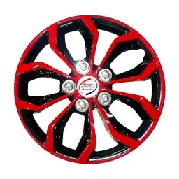 Auto Pearl 4 Pcs 14 inch Polypropylene Red &a; Black Press Type Car Wheel Cover Set with Retention Ring for Honda Brio image 2