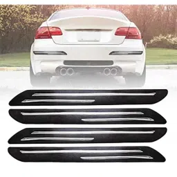 Kozdiko 4 Pcs Rubber Black Double Chrome Strips Car Bumper Protector Guard Set for Honda CRV image 2