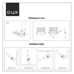 QLUX Freedom 200W 3000K Natural White LED Flood Light image 3