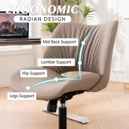 Chairtech 49.53x95.25cm 136kg Medium Back Leatherette Khaki Armless Ergonomic Office Chair image 4