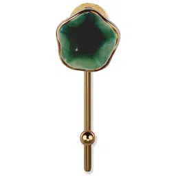 Screwtight 130mm Ceramic Green &a; Gold Multipurpose Crackle Glaze Hook with Brass Effect, AZ-CHK001ST-GR-12 (Pack of 12) image 4