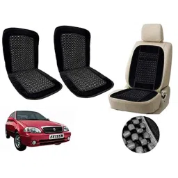 Auto Pearl PU, Velvet &a; Wooden Beads Black Rectangular Seat Cushion for Maruti Suzuki Esteem (Pack of 2 )-image-17