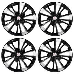 Auto Pearl 4 Pcs 17 inch Polypropylene Black &a; Silver Press Type Car Wheel Cover Set with Retention Ring for Mahindra Scorpio Mhawk Type4 2017 Onwards image 3