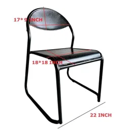 P P Chair Iron Powder Coated Black Low Back Ventilated Visitor Chair (Pack of 3) image 2