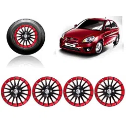 Auto Pearl 4 Pcs 14 inch Red &a; Black Wheel Cover Set for Hyundai Verna-picture-33