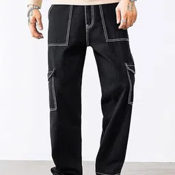 nufair Men Loose Fit Mid Rise Black Jeans-picture-12