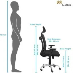 Da URBAN Black Topsky with Headrest High Back Fabric Office Executive Chair, TOPSKY_HEADREST image 2