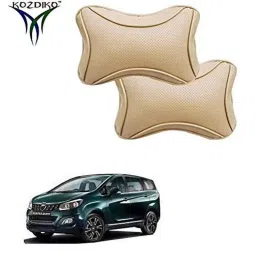 Kozdiko 2 Pcs Memory Foam &a; Polyester Beige Dots Car Neck Rest Pillow Set for Mahindra Marazzo, koz_45851-picture-30