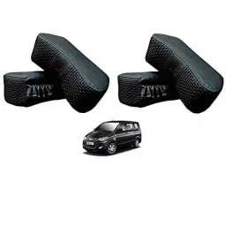 Kozdiko 4 Pcs CV Designer Black Leatherite Neck Rest Car Cushion Pillow Set for Chevrolet Enjoy-picture-41