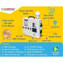 Luxntek 55W 220V CFL UPS Wave Mini Solar Inverter with Inbuilt Lithium Battery, NISE-SCU55W image 4
