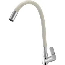 Prestige Ocean Brass Chrome Finish White Flexible Swan Neck Basin Tap-image-77
