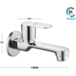 Cloudtail by Prestige Opal CDT2112 Brass Chrome Finish Silver Wall Mounted Long Body Tap with Wall Flange (Pack of 2) image 2