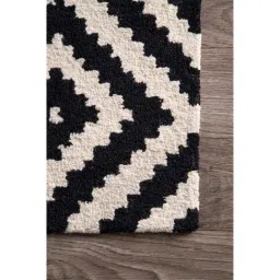 Carpetify 3x5ft Black &a; White Handmade Embossed Woolen Area Rug, 0729Y5AW294 image 3