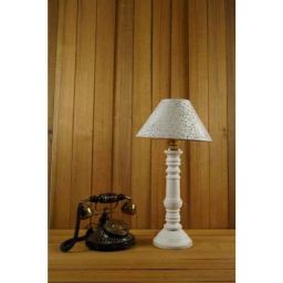 Tucasa Mango Wood White Table Lamp with 10 inch Polycotton Silver Circle Pyramid Shade, WL-114-picture-32
