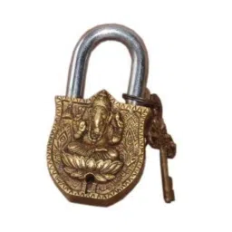 Smart Shophar 4 inch Brass &a; Steel Yellow Ganesha Padlock, SLK18PD-GANE-YL04-P1 (Pack of 6)-picture-39