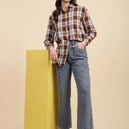 freehand Women Relaxed Fit Fit Checkered Spread Collar Casual Shirt-picture-25