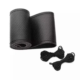 Edylinn 13-20 inch Faux Leather Black Steering Wheel Cover for Tata Tiago 2021-picture-23