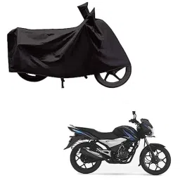 Kozdiko Polyester Black Dust &a; Waterproof Bike Body Cover with Mirror Pockets for Bajaj Discover 150-picture-33