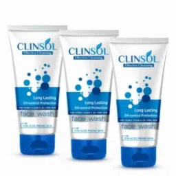 Leeford Clinsol 70g Oil Control Face Wash for Acne &a; Pimple Free Skin (Pack of 3) image 2