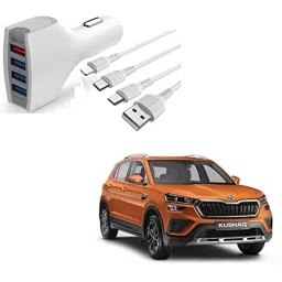 Kozdiko 4 Port USB Car Charger with 3 in 1 Cable for Skoda Kushaq-picture-25