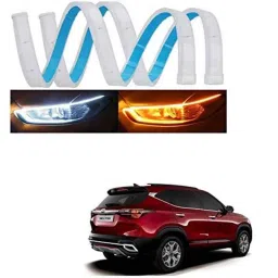 Kozdiko 2 Pcs 60cm Flexible White Daytime Running Light Set with Matrix Yellow Indicator &a; Turn Sequential Flow for Kia Seltos-picture-13