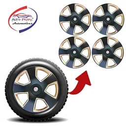 Auto Pearl 4 Pcs 15 inch Black &a; Golden ABS Press Type Hubcap Wheel Cover Set with Retention Ring for Tata Zest image 4