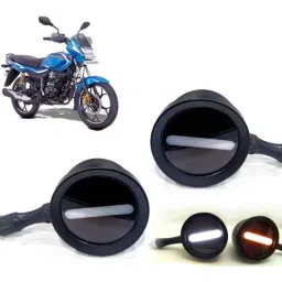Auto Pearl 2 Pcs 12V Black Bike Front LED Indicator Light Set for Bajaj Platina, F031-picture-14