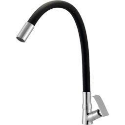 IRIS Qubix Brass Chrome Finish Black Flexible Swan Neck Basin Tap-picture-34
