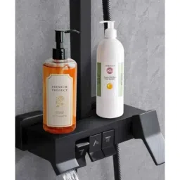 Aramo Brine Brass &a; ABS Matte Black Wall Mounted Shower Set image 5