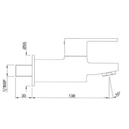 Jaquar Fusion Chrome Bib Cock with Wall Flange, FUS-CHR-29037 image 2