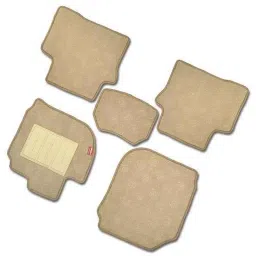 Elegant Jewel 5 Pcs Polypropylene &a; Non Woven Beige Carpet Car Floor Mat Set for Nissan Kicks XV D-picture-39