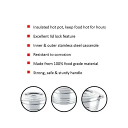 Cello Fortuna 2500ml Stainless Steel Silver Casserole, 401CTES0030 (Pack of 2) image 4