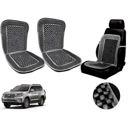 Auto Pearl PU, Velvet &a; Wooden Beads Grey Rectangular Seat Cushion for Toyota Land Cruiser Prado (Pack of 2 )-picture-32
