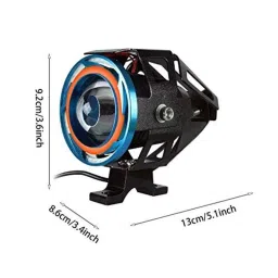 AllExtreme Exu11P2 U11 Cree Led Fog Light Universal Waterproof Projector Lamp With Dual Ring For Car, Motorcycle &a; Bikes (15W, Blue &a; Red Angel Eyes, 3000 lm), (Pack of 2) image 2