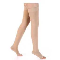 Medtex Cotton Class-2 Varicose Vein Above Knee Beige Compression Stockings, Size: L-picture-24