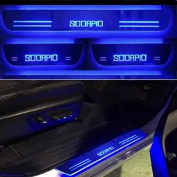 SureStrive 4 Pcs Acrylic Car Side Footstep Set with Blue LED Door Sill Scuff Plate for Mahindra Scorpio S11 Model-image-97